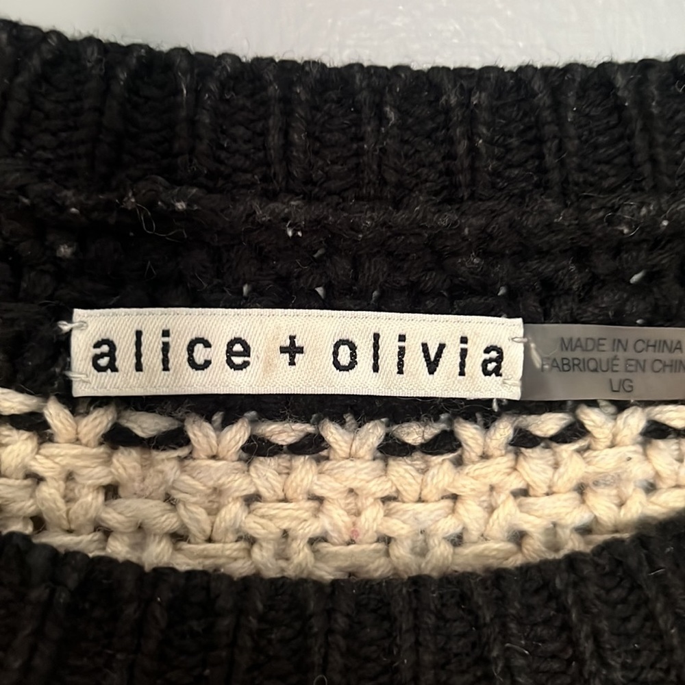 alice + olivia crocheted sweater, sz L - Picture 2 of 7